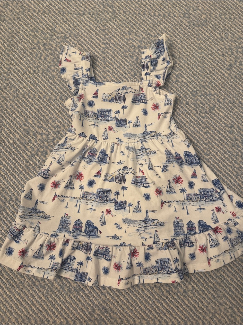 NWT Janie and Jack White Dress with Navy and Red Nautical Print